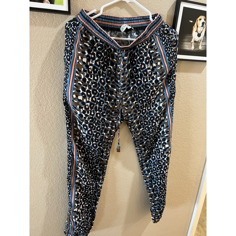 Hale Bob Trouser Jogger Pants Size Small Ankle Zipper Leopard Print